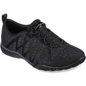 Sketchers black slip on shoes light wear black